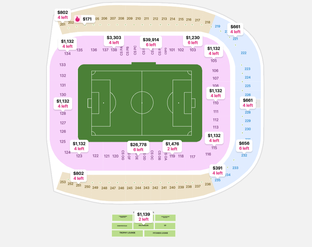 Ticket Map for Estadio BBVA Bancomer